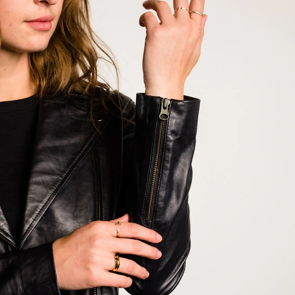 Able Maha Black Leather Moto Jacket, 3X-Worn once - Picture 4 of 5